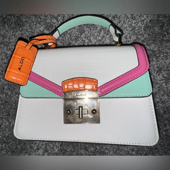 ALDO White, Pink, Mint & Orange Top-Handle Satchel - Picture 9 of 10